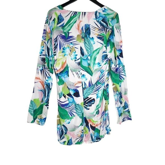 La Blanca In The Moment Floral Paradise Printed Tunic Beach Cover-Up - Picture 4 of 8